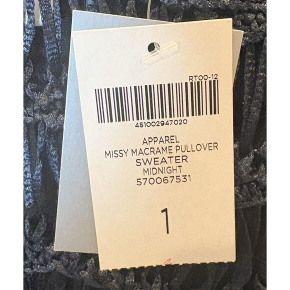 Chico’s Macrame Pullover Sweater Midnight Blue Size 1 (Medium) NWT - Picture 4 of 5